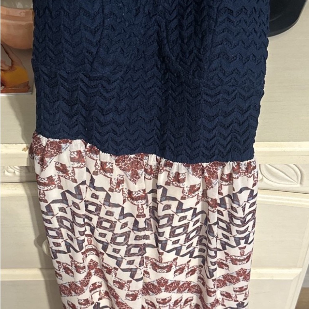 Navy and White Patterned Skirt